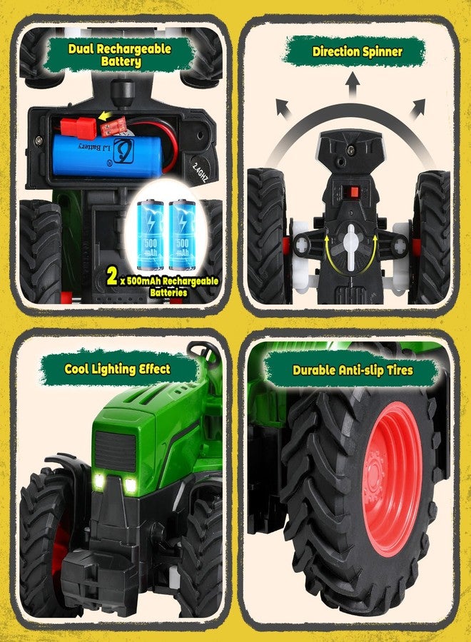 FRUSE Remote Control Tractor Toy,RC Tractor Set & Truck and Trailer,Truck Toys with 2 Rechargeable Batteries,Light,Farm Toys Include Cows,Sheep and Hay Bales,Toys for 3 4 5 6 7 8 Years Old Boys Girl - Image 3